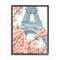 Stupell Industries Pink & Blue Paris Flowers Eiffel Tower Painting with Black Frame Wall Accent